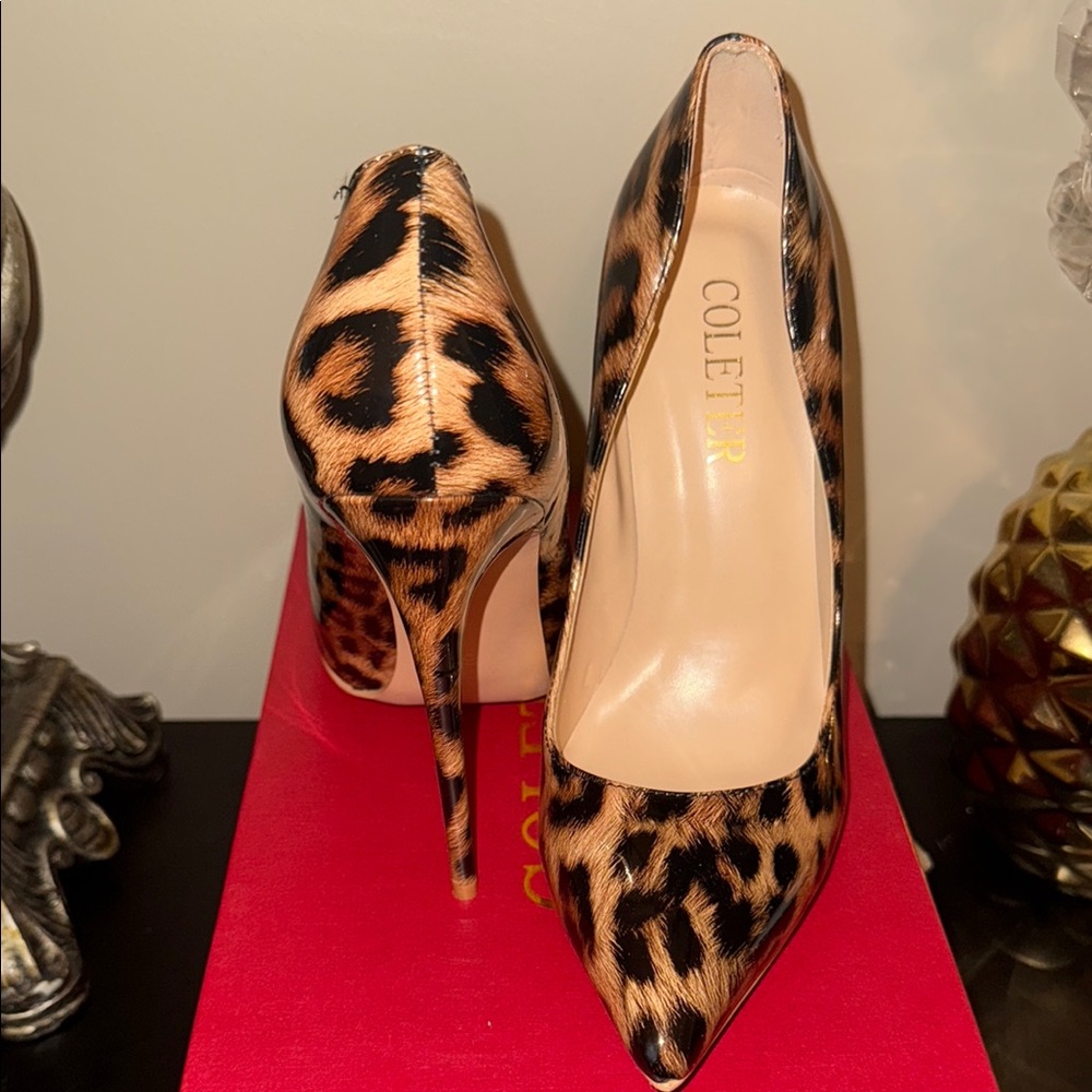 Coleter Animal Print Stiletto Heels - Black and Brown